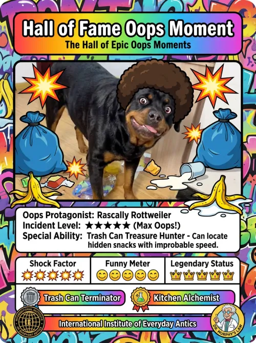 Tarjeta de Estadísticas de Caos Convierte el comportamiento malo más divertido de tu mascota en un juego.