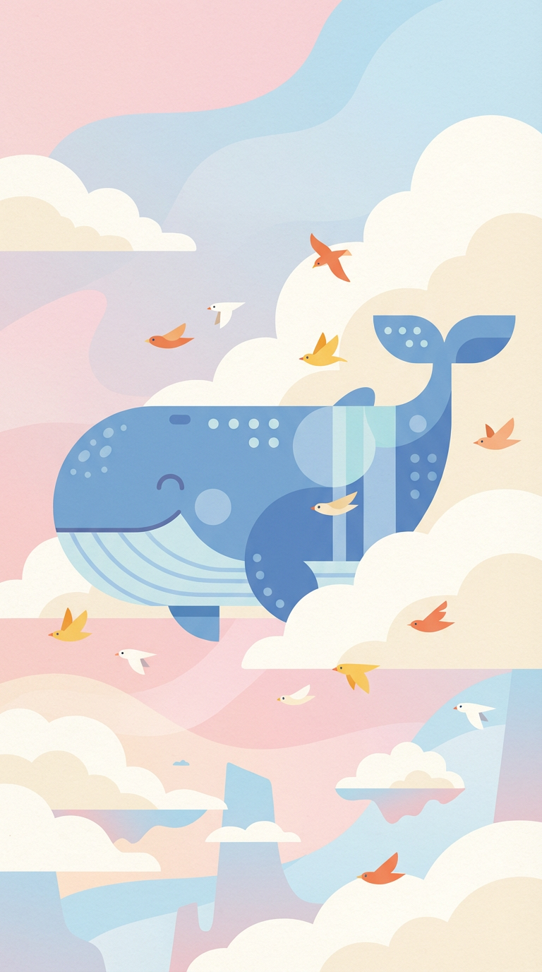 Healing Flat-Style Animal Illustration Wallpaper