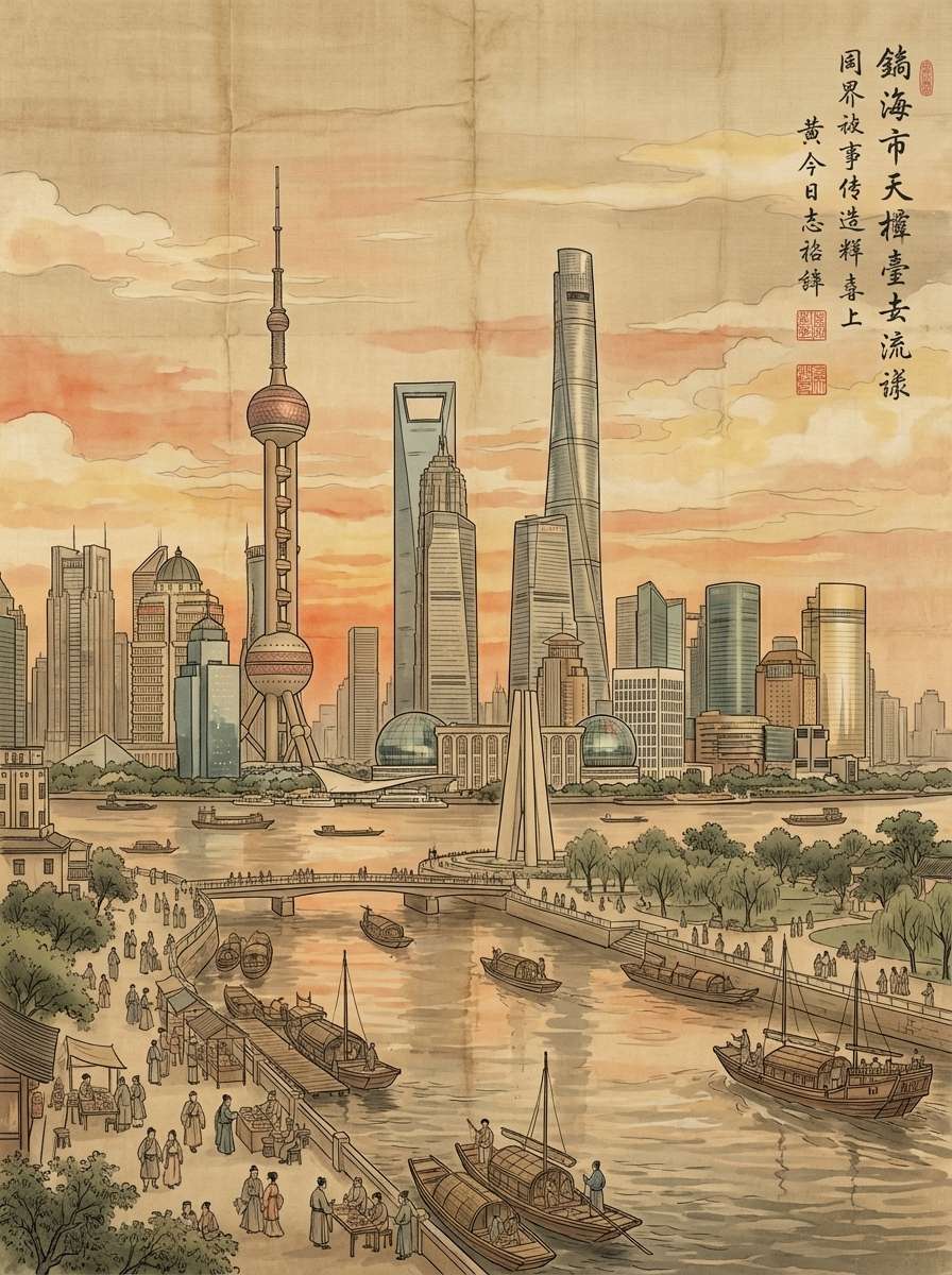 《清明上河图》×现代都市AI生成器