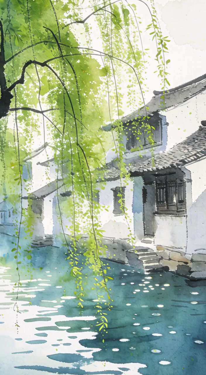 Poetic Idyllic Jiangnan Water Town Scroll Art AI Video Generator