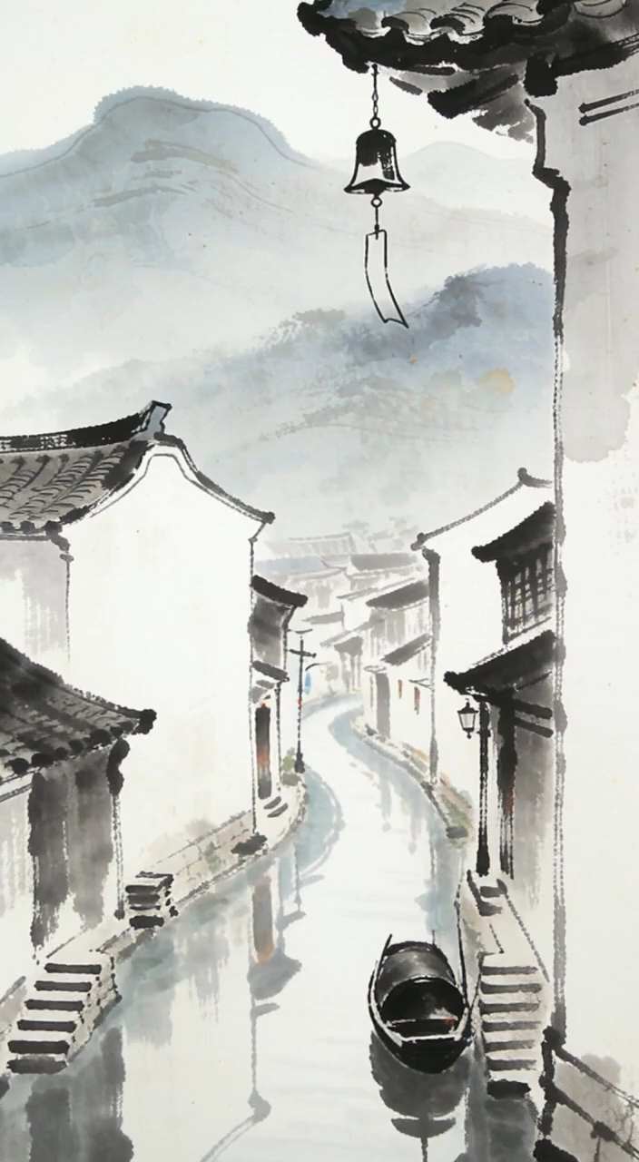 Poetic Idyllic Jiangnan Water Town Scroll Art AI Video Generator