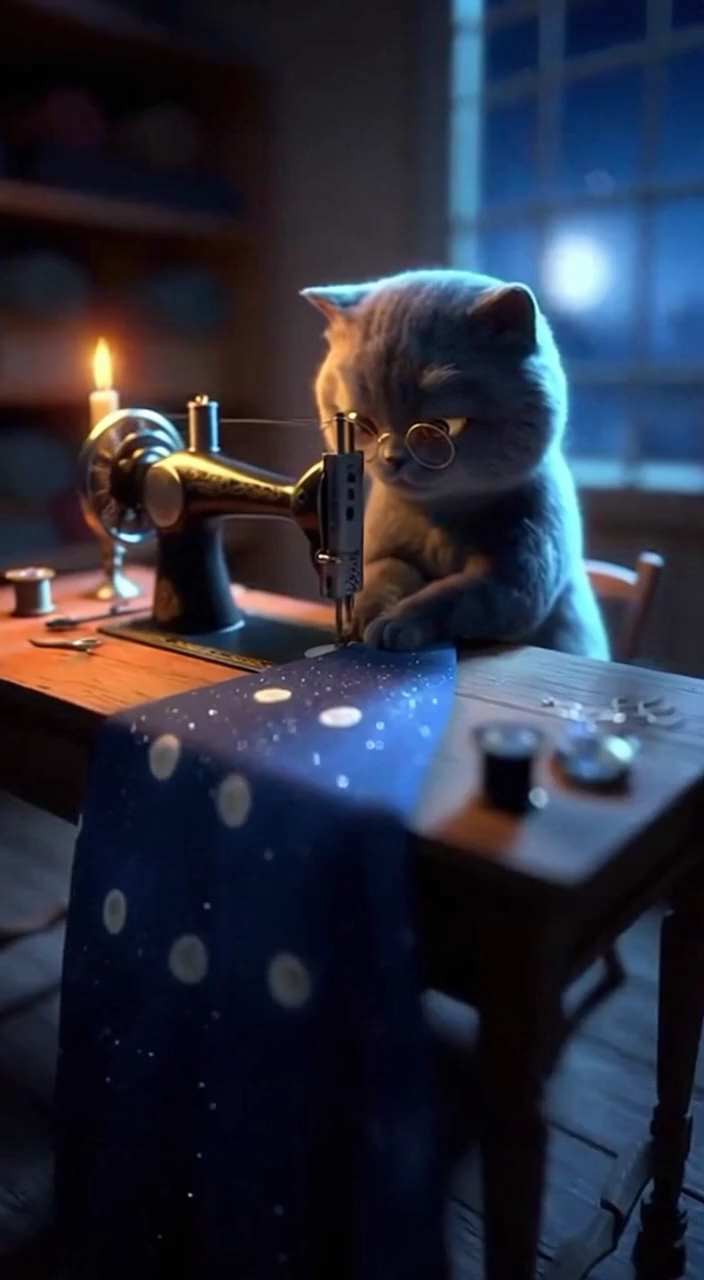 Cats Sewing Clothes AI Video Generator