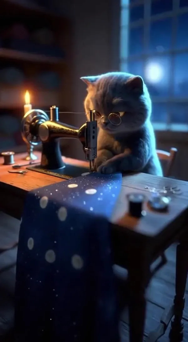 Adorable & Funny Cats Sewing Clothes Cute Craft Clip AI Video Generator