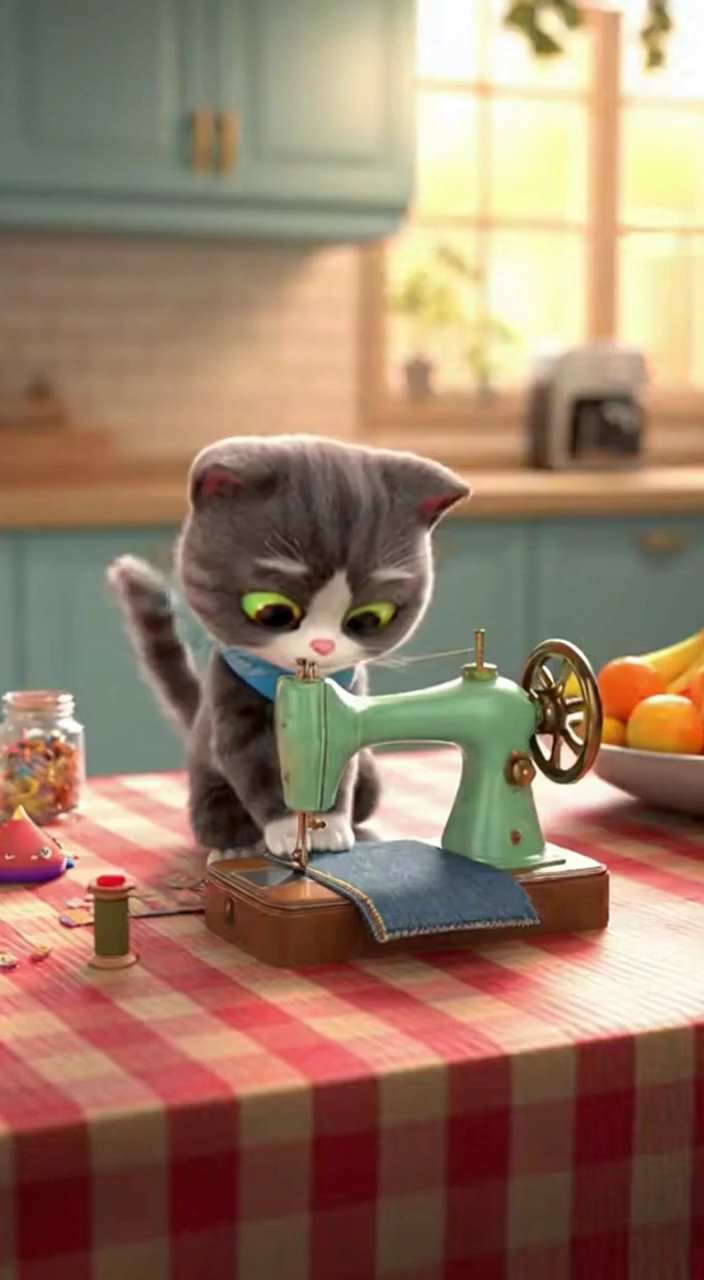 Cats Sewing Clothes AI Video Generator
