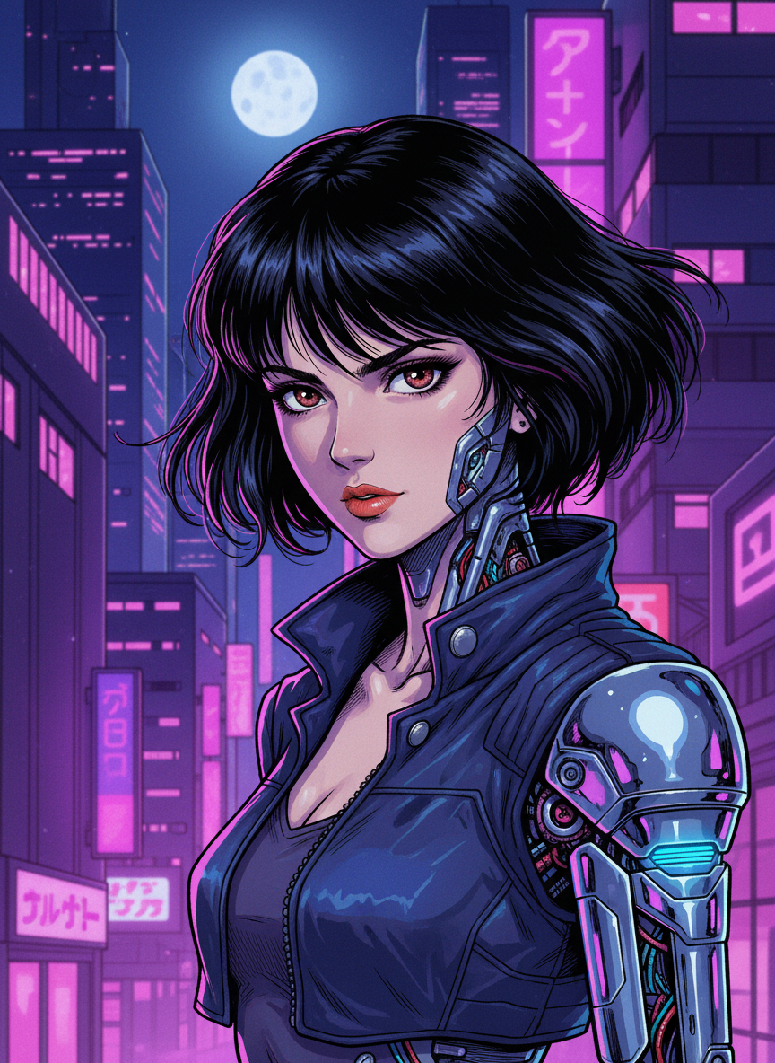 Retro Japanese anime style cyberpunk