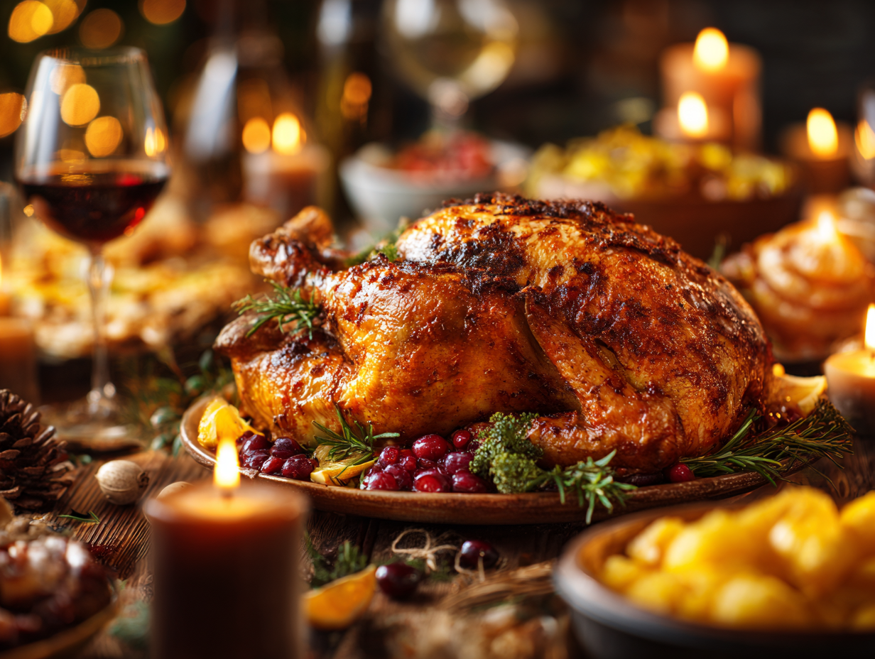 Christmas Food and Table Setting