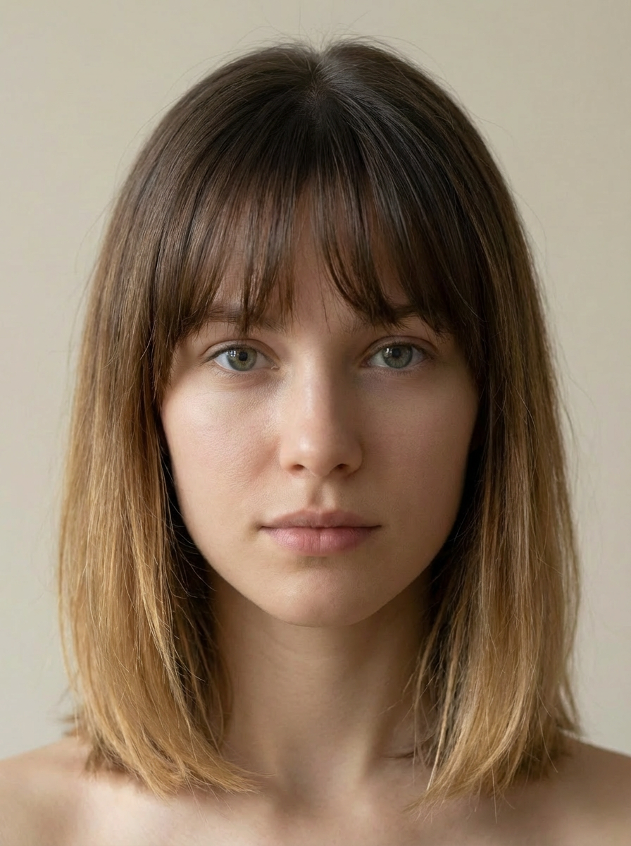 Ombré Lob With Bangs