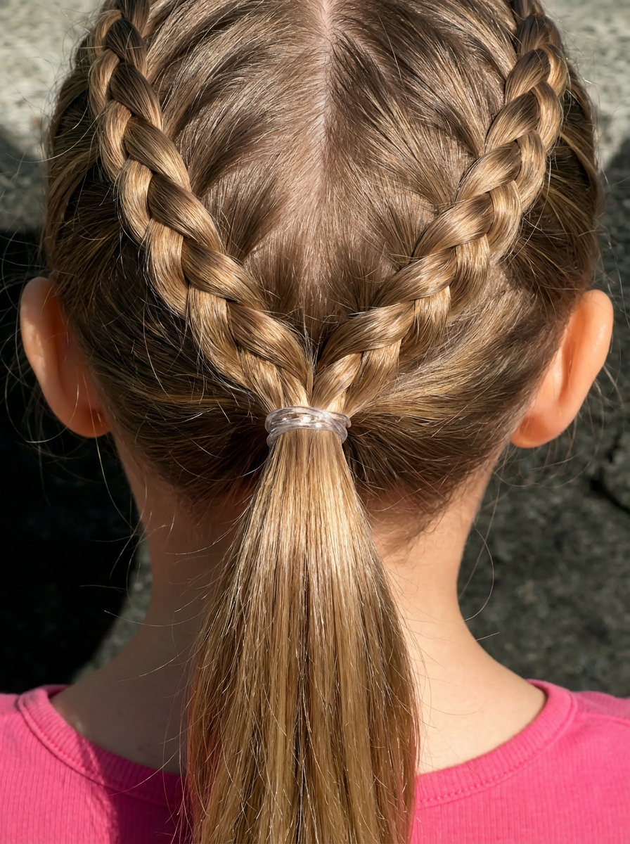 Combination Braids to Ponytail